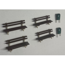 387244 4 x Park Bench & 2 Rubbish Bins Painted (1/87th HO Scale)
