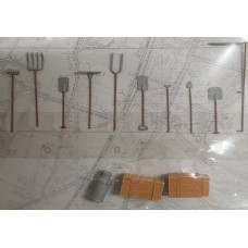 387281 Painted Farmers Tools (OO/HO 1/87th)