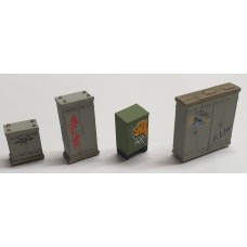 387376 Painted Lineside Boxes with Graffiti (OO/HO Scale 1/87th)