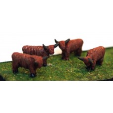 A105 4 Assorted Highland Cattle Unpainted Kit N Scale 1:148