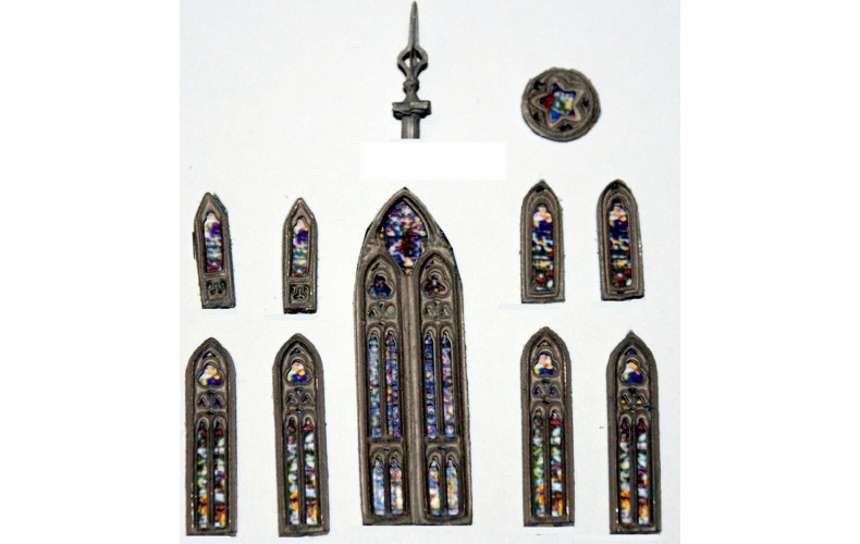 A117 Church Stained Glass Windows / Spire Unpainted Kit N Scale 1:148