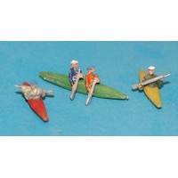 A125 3 canoes/kayaks and paddling figures Unpainted Kit N Scale 1:148