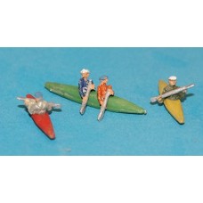 A125 3 canoes/kayaks and paddling figures Unpainted Kit N Scale 1:148