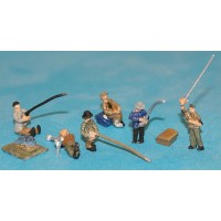 A126 6 Riverside fishermen rods & equipment Unpainted Kit N Scale 1:148