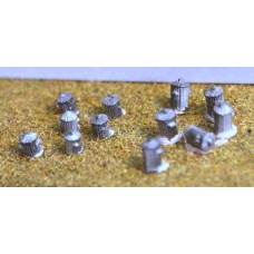 A14 Dustbins- 6 large, 6 small Unpainted Kit N Scale 1:148