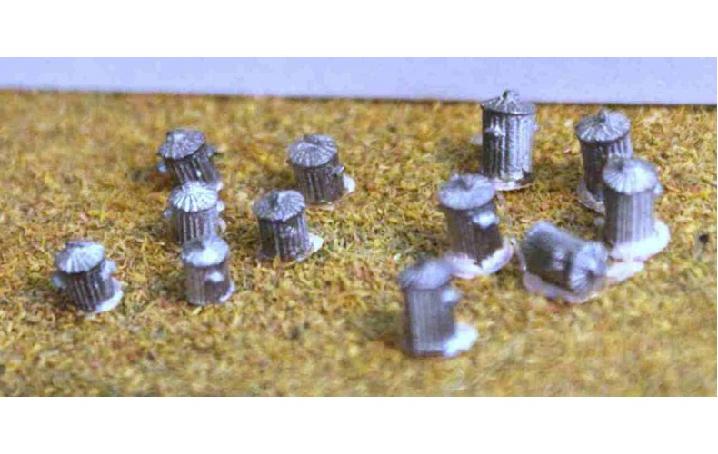 A14 Dustbins- 6 large, 6 small Unpainted Kit N Scale 1:148
