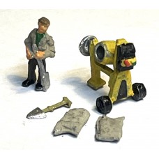 A155 Cement Mixer, figure, 2 sacks and spade ( N Scale 1/148th) Unpainted Kit