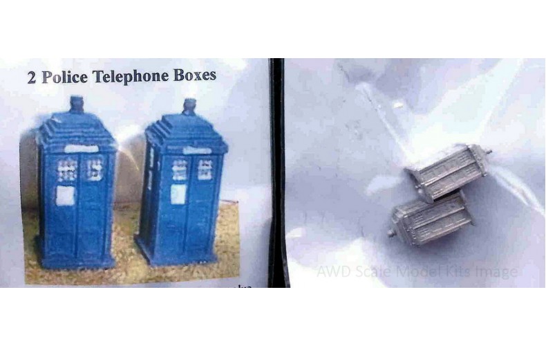 A17 Police Telephone boxes x 2  Unpainted Kit N Scale 1:148