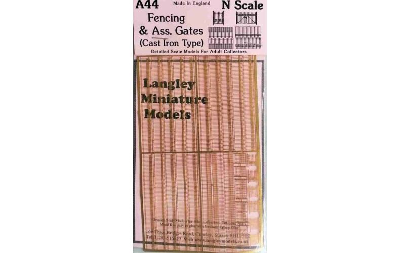 A44 Fencing and gates -etched brass Unpainted Kit N Scale 1:148