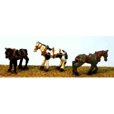 A58 3 Harnessed Horses Unpainted Kit N Scale 1:148