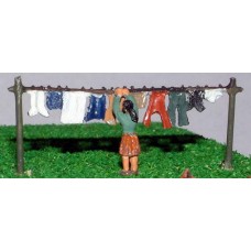 A62p Painted Washing Line & Figure  N Scale 1:148