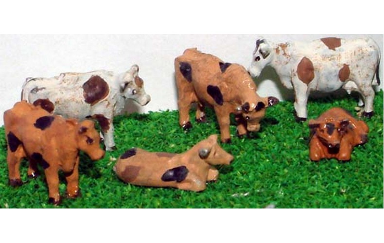 A63 6 Assorted Cows Unpainted Kit N Scale 1:148