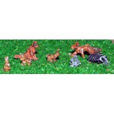 A64 Wild Animals-foxes, rabbits, badger, squirrel Unpainted Kit N Scale 1:148