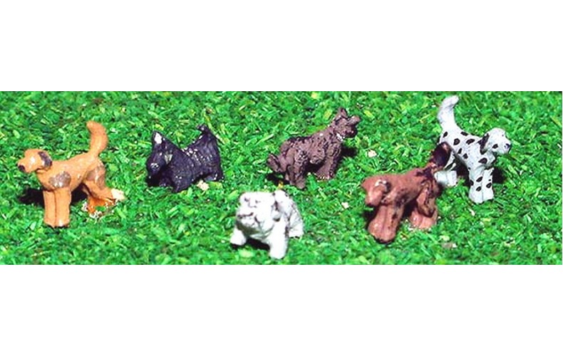 A66 6 Assorted Dogs Unpainted Kit N Scale 1:148