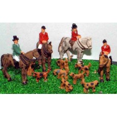 A67 Hunt Scene-4 horses & riders 8 hounds Unpainted Kit N Scale 1:148