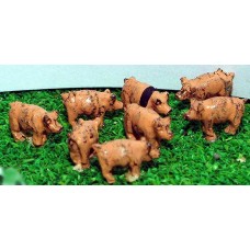 A69 8 Pigs Unpainted Kit N Scale 1:148