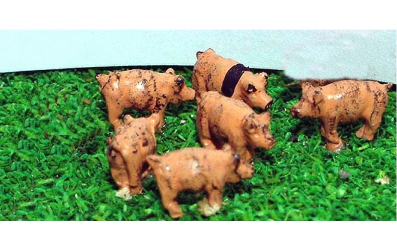 A69p Painted 6 x Pigs N Scale 1:148