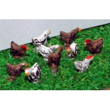 A71p Painted Chickens 10 off  N Scale 1:148