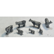 A72b 7 x Billy/Dwarf Goats Unpainted Kit (N Scale 1/148th)