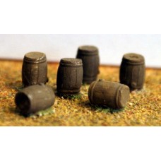 A86 6 Large (50 gallon) Oak Barrels Unpainted Kit N Scale 1:148