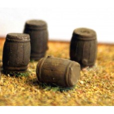 A86p Painted Lrg Wooden (Oak) Barrels x 4 N Scale 1:148