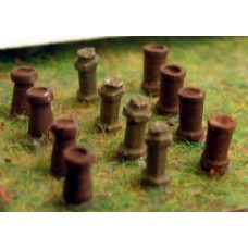 A90 12 Chimneys(round/tapered/Hexagonal) Unpainted Kit N Scale 1:148