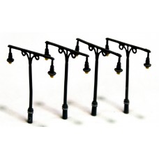 D21 4 x Tall Station Lamps Twin Head Unpainted Kit N Scale 1:148