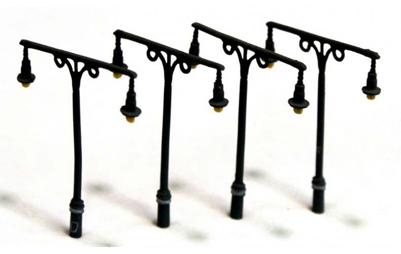 D21 4 x Tall Station Lamps Twin Head Unpainted Kit N Scale 1:148