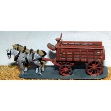 Horse Drawn Delivery trolley 2 horses E15 UNPAINTED N Gauge Scale Models Kit 