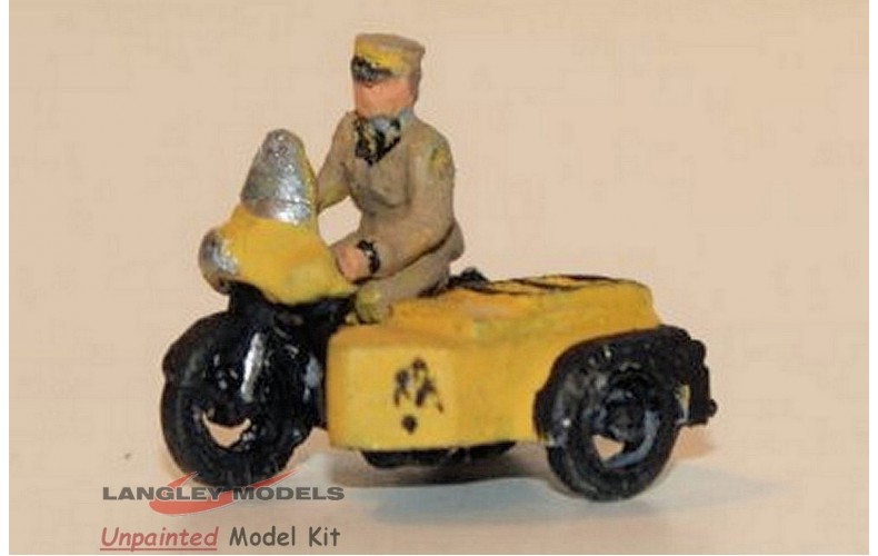 E44a AA Motorcyle & Sidecar and riding fig Unpainted Kit N Scale 1:148 