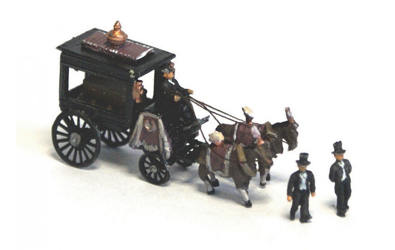E48 Horse Drawn Hearse + figures Unpainted Kit N Scale 1:148