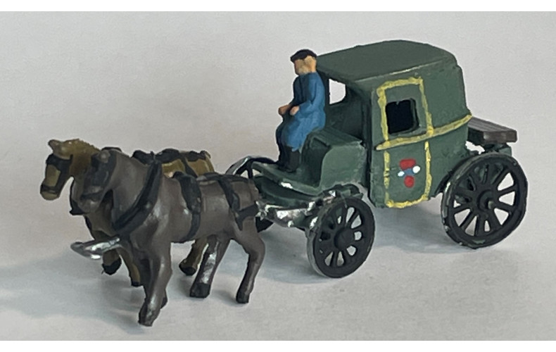 E64 2 Horse Brougham Carriage Unpainted Kit (N Scale 1/148th)