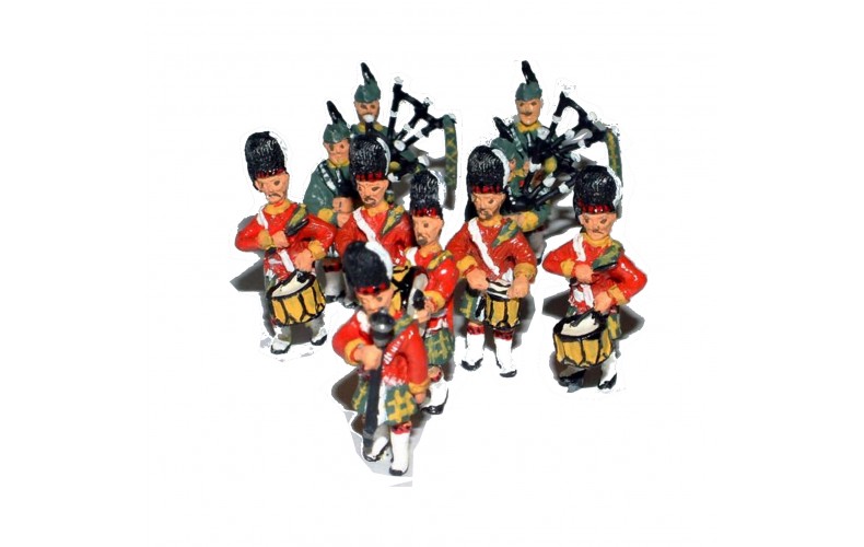 F109a Kilted Pipe & Drums Band (10 figures) Unpainted Kit OO Scale 1:76 