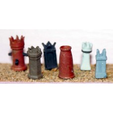 F111a 6 large Chimney pots(Kings & Queens) F111a Unpainted Kit OO Scale 1:76