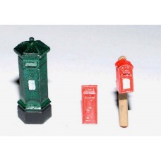 F11 3 different Victorian Pillar Boxes F11 Unpainted Kit OO Scale 1:76