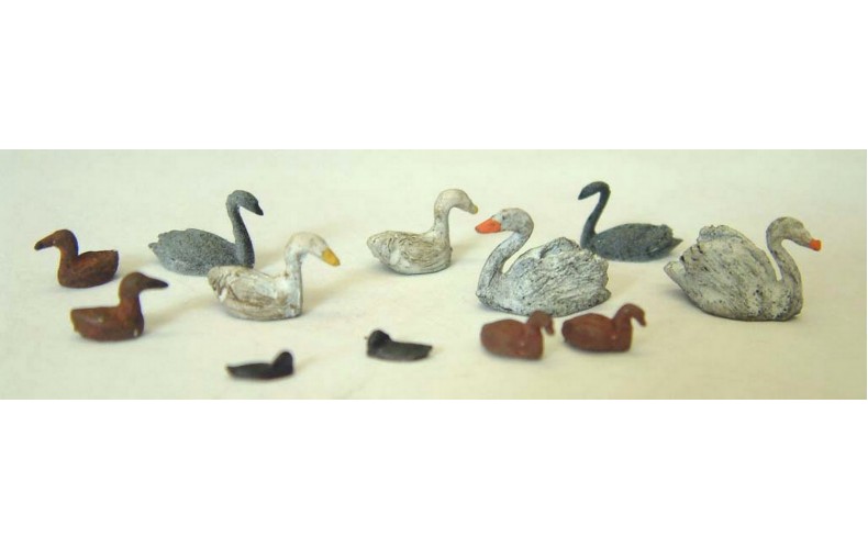F123bp Painted Waterfowl-swans and ducks etc OO Scale 1:76 Painted Model
