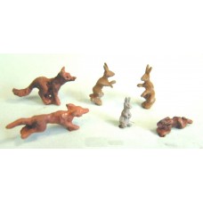 F145p Painted Foxes hares & rabbits OO Scale 1:76 Painted Model