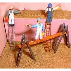 F171dp Painted 4 Workman/painters with ladders OO 1:76 Scale Model Kit