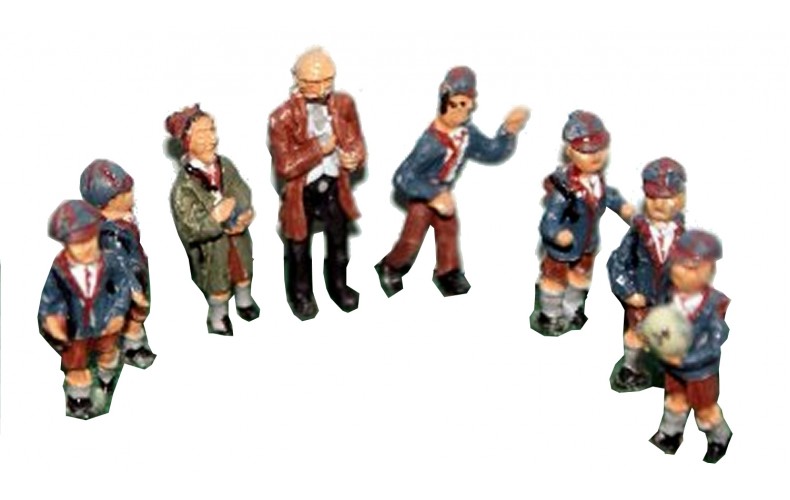 F184b NEW Schoolboys and teacher (8)  Unpainted Kit OO Scale 1:76 