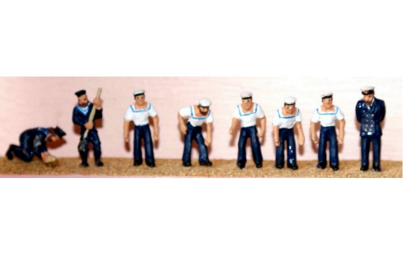 F198p Painted 8 Assorted Sailors OO 1:76 Scale Model Kit