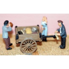 F199 3 Council Workers and Hand Cart Unpainted Kit OO Scale 1:76 