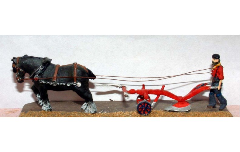 F19 Horse drawn Plough & Ploughman Unpainted Kit OO Scale 1:76 