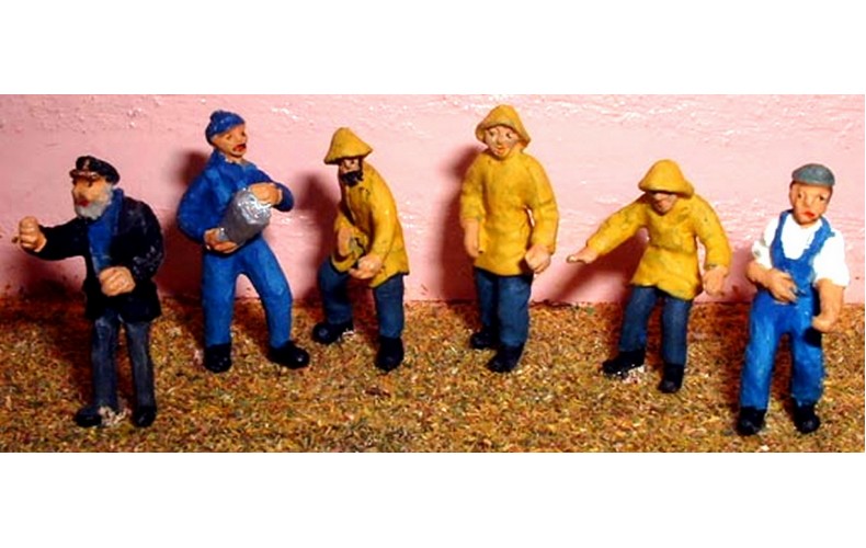 F206 6 x Fishermen / Trawlermen Unpainted Kit OO Scale 1:76 