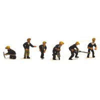 F211b 6 Coal Miners and Equipment Set 2 Unpainted Kit OO Scale 1:76 