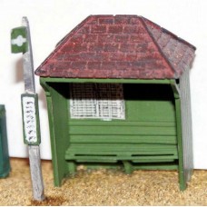 F21p Painted Rustic Bus Shelter and Stop OO Scale 1:76