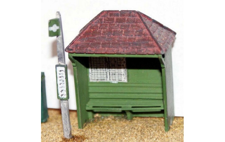 F21p Painted Rustic Bus Shelter and Stop OO Scale 1:76