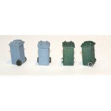 F240p Painted 'Wheelie' rubbish bins x 4 OO Scale 1:76