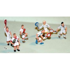 F249 6 Tennis Players in action poses Unpainted Kit OO Scale 1:76 