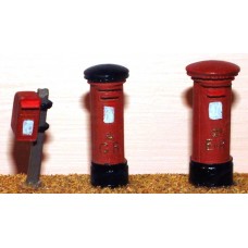 F24p Painted 3 Modern Pillar Boxes OO Scale 1:76