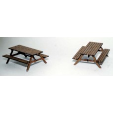 F251 2xPub table/bench unit (lazer cut in real wood) F251 Unpainted Kit OO Scale 1:76